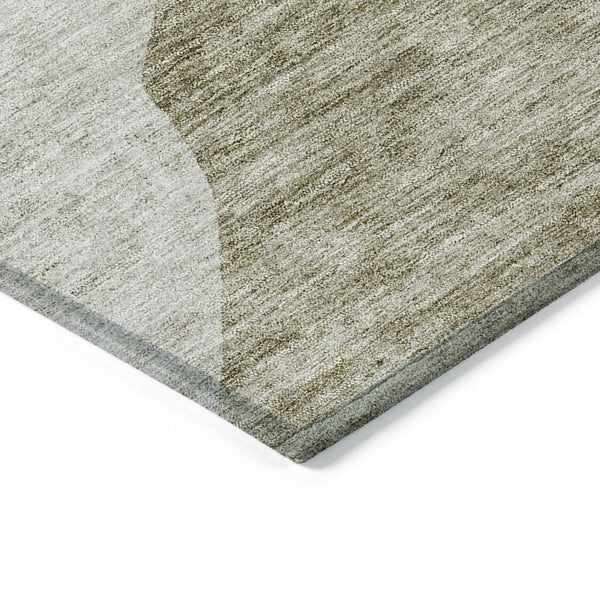 HomeRoots 9' Durable Taupe Brown and Beige Abstract Area Rug for Modern Indoor and Outdoor Living Spaces 9' X 12' 580758