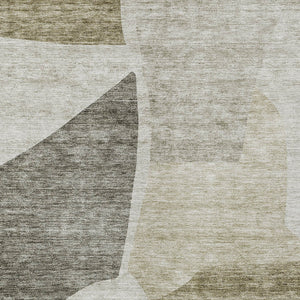 Homeroots 3' Abstract Washable Area Rug In Olive And Fern Green For Stylish Indoor And Outdoor Spaces 10' X 14' Polyester 580759