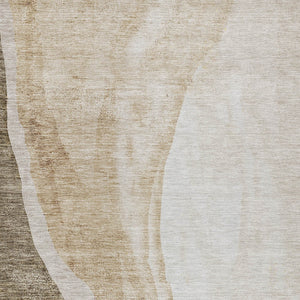 Homeroots 3' Brown And Taupe Abstract Washable Indoor-outdoor Area Rug For Durable, Stylish Spaces 5' X 8' Polyester 580761