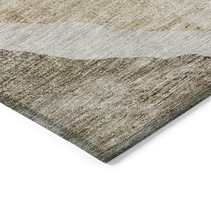 Homeroots 3' Brown And Taupe Abstract Washable Indoor-outdoor Area Rug For Durable, Stylish Spaces 8' X 10' Polyester 580763
