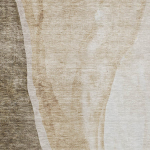 Homeroots 3' Brown And Taupe Abstract Washable Indoor-outdoor Area Rug For Durable, Stylish Spaces 8' X 10' Polyester 580763