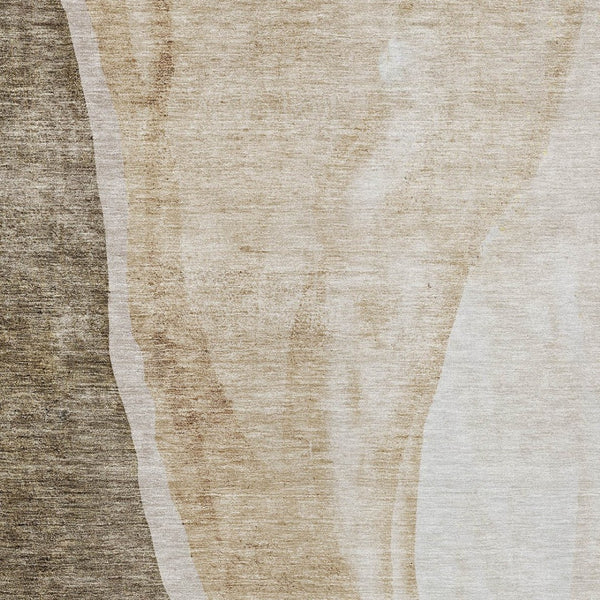 Homeroots 3' Brown And Taupe Abstract Washable Indoor-outdoor Area Rug For Durable, Stylish Spaces 8' X 10' Polyester 580763