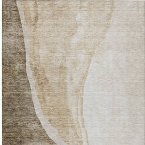 Homeroots 3' Brown And Taupe Abstract Washable Indoor-outdoor Area Rug For Durable, Stylish Spaces 9' X 12' Polyester 580764