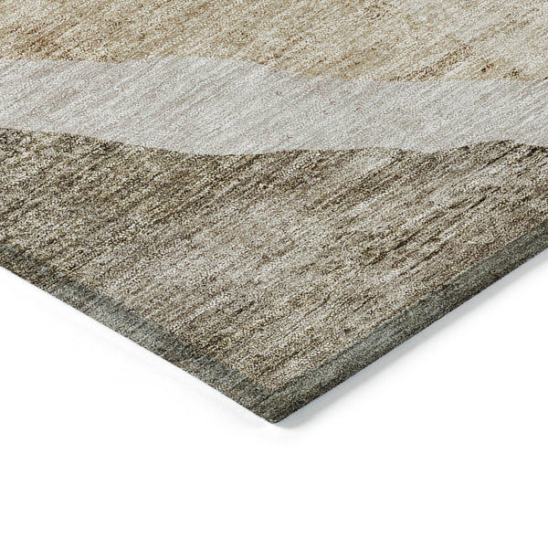 Homeroots 3' Brown And Taupe Abstract Washable Indoor-outdoor Area Rug For Durable, Stylish Spaces 9' X 12' Polyester 580764