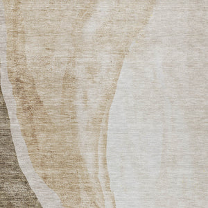 Homeroots 3' Brown And Taupe Abstract Washable Indoor-outdoor Area Rug For Durable, Stylish Spaces 9' X 12' Polyester 580764