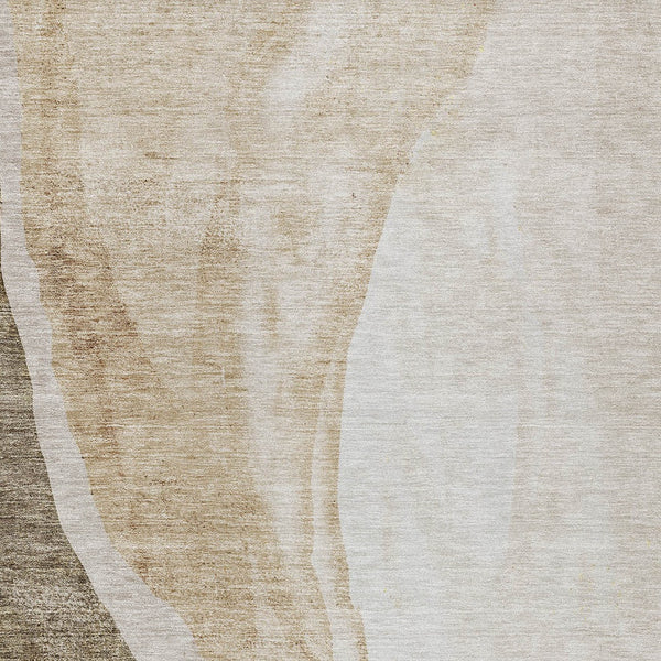 Homeroots 3' Brown And Taupe Abstract Washable Indoor-outdoor Area Rug For Durable, Stylish Spaces 9' X 12' Polyester 580764