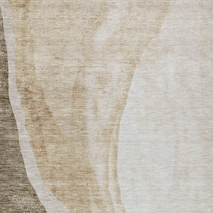 Homeroots 3' Brown And Taupe Abstract Washable Indoor-outdoor Area Rug For Durable, Stylish Spaces 10' X 14' Polyester 580765