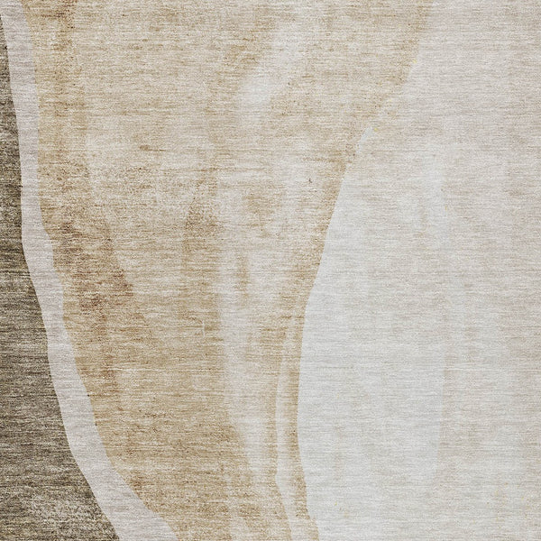 Homeroots 3' Brown And Taupe Abstract Washable Indoor-outdoor Area Rug For Durable, Stylish Spaces 10' X 14' Polyester 580765