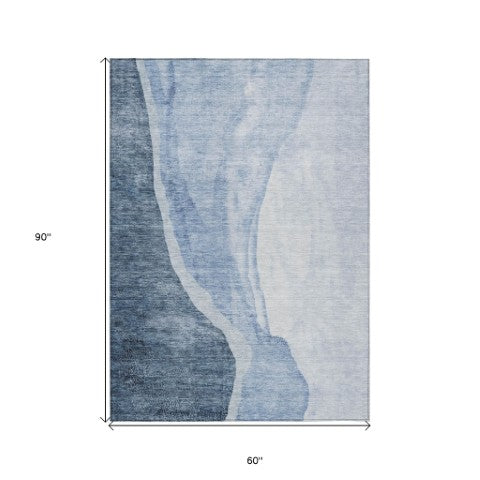 Homeroots 3' Brown And Taupe Abstract Washable Indoor-outdoor Area Rug For Durable, Stylish Spaces 5' X 8' Polyester 580767