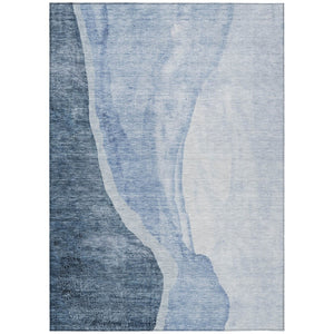 HomeRoots 5' Navy and Sky Blue Abstract Area Rug - Stylish, Durable, Washable Design for Indoor and Outdoor Use 8' X 10' 580769