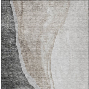 Homeroots 3' Brown And Taupe Abstract Washable Indoor-outdoor Area Rug For Durable, Stylish Spaces 3' X 5' Polyester 580772