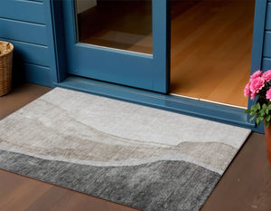 Homeroots 3' Brown And Taupe Abstract Washable Indoor-outdoor Area Rug For Durable, Stylish Spaces 3' X 5' Polyester 580772