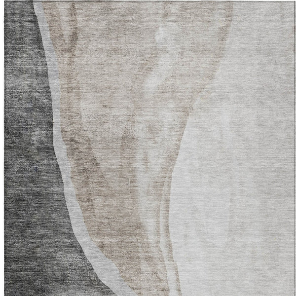 Homeroots 3' Brown And Taupe Abstract Washable Indoor-outdoor Area Rug For Durable, Stylish Spaces 5' X 8' Polyester 580773