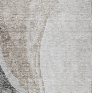 Homeroots 3' Brown And Taupe Abstract Washable Indoor-outdoor Area Rug For Durable, Stylish Spaces 5' X 8' Polyester 580773