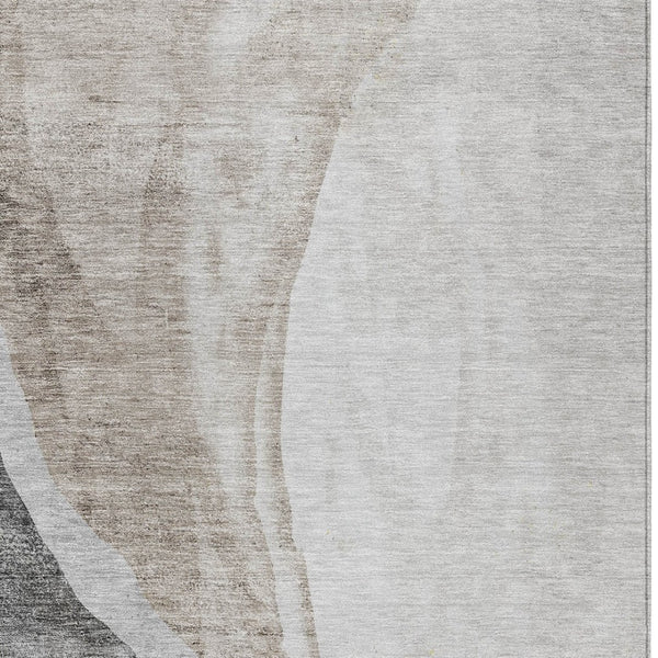 Homeroots 3' Brown And Taupe Abstract Washable Indoor-outdoor Area Rug For Durable, Stylish Spaces 5' X 8' Polyester 580773