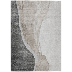 HomeRoots 9' Charcoal Gray and Taupe Abstract Area Rug - Stylish, Washable, Indoor/Outdoor Solution for Your Home 9' X 12' 580776