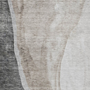 Homeroots 3' Brown And Taupe Abstract Washable Indoor-outdoor Area Rug For Durable, Stylish Spaces 9' X 12' Polyester 580776