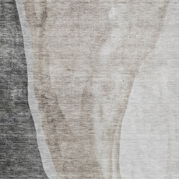 Homeroots 3' Brown And Taupe Abstract Washable Indoor-outdoor Area Rug For Durable, Stylish Spaces 9' X 12' Polyester 580776