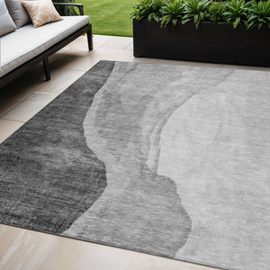 Homeroots 3' Brown And Taupe Abstract Washable Indoor-outdoor Area Rug For Durable, Stylish Spaces 5' X 8' Polyester 580779