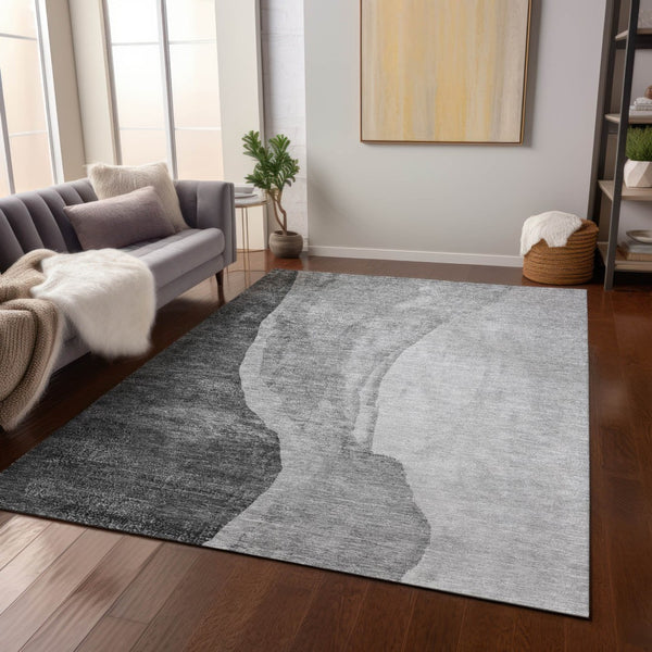 Homeroots 3' Brown And Taupe Abstract Washable Indoor-outdoor Area Rug For Durable, Stylish Spaces 5' X 8' Polyester 580779