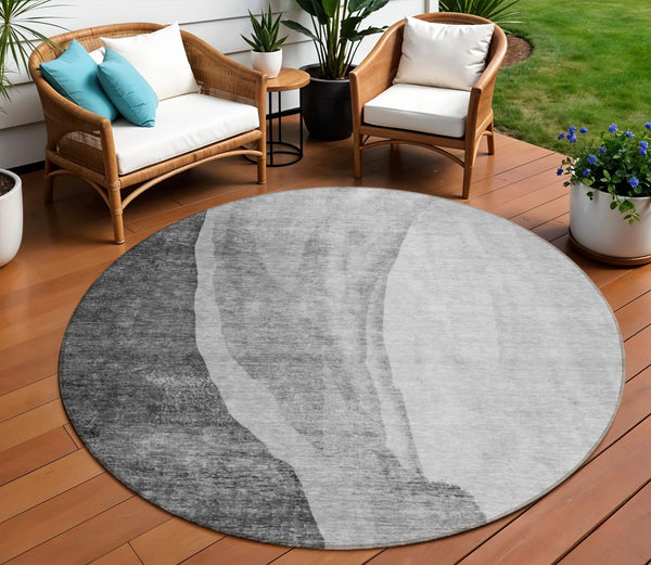 Homeroots 3' Brown And Taupe Abstract Washable Indoor-outdoor Area Rug For Durable, Stylish Spaces 8' Round Polyester 580780