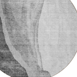 Homeroots 3' Brown And Taupe Abstract Washable Indoor-outdoor Area Rug For Durable, Stylish Spaces 8' Round Polyester 580780