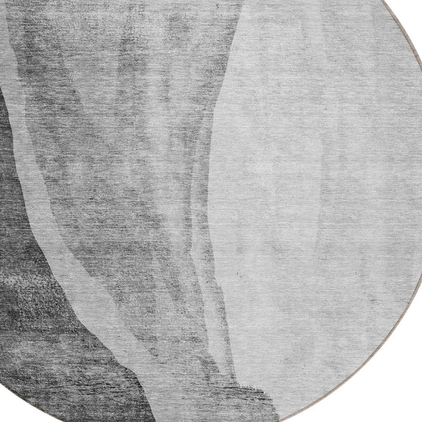 Homeroots 3' Brown And Taupe Abstract Washable Indoor-outdoor Area Rug For Durable, Stylish Spaces 8' Round Polyester 580780