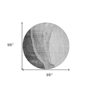 Homeroots 3' Brown And Taupe Abstract Washable Indoor-outdoor Area Rug For Durable, Stylish Spaces 8' Round Polyester 580780