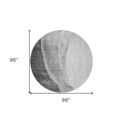 Homeroots 3' Brown And Taupe Abstract Washable Indoor-outdoor Area Rug For Durable, Stylish Spaces 8' Round Polyester 580780