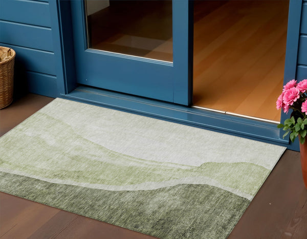 Homeroots 3' Brown And Taupe Abstract Washable Indoor-outdoor Area Rug For Durable, Stylish Spaces 3' X 5' Polyester 580784