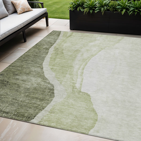Homeroots 3' Brown And Taupe Abstract Washable Indoor-outdoor Area Rug For Durable, Stylish Spaces 5' X 8' Polyester 580785