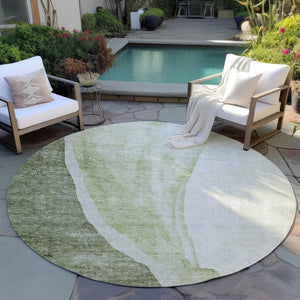 Homeroots 3' Brown And Taupe Abstract Washable Indoor-outdoor Area Rug For Durable, Stylish Spaces 8' Round Polyester 580786