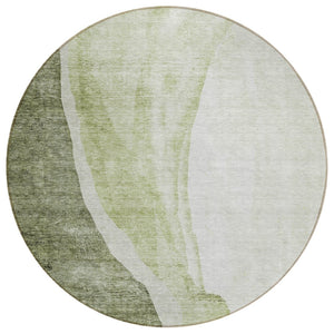 HomeRoots 5' Abstract Olive Green and Beige Area Rug for Indoor/Outdoor Use - Stylish, Durable, Washable Design 8' Round 580786