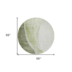 Homeroots 3' Brown And Taupe Abstract Washable Indoor-outdoor Area Rug For Durable, Stylish Spaces 8' Round Polyester 580786