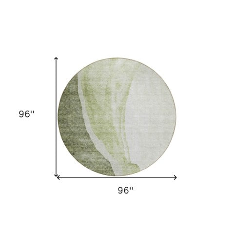 Homeroots 3' Brown And Taupe Abstract Washable Indoor-outdoor Area Rug For Durable, Stylish Spaces 8' Round Polyester 580786