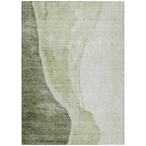 HomeRoots 5' Abstract Olive Green and Beige Area Rug for Indoor/Outdoor Use - Stylish, Durable, Washable Design 8' X 10' 580787