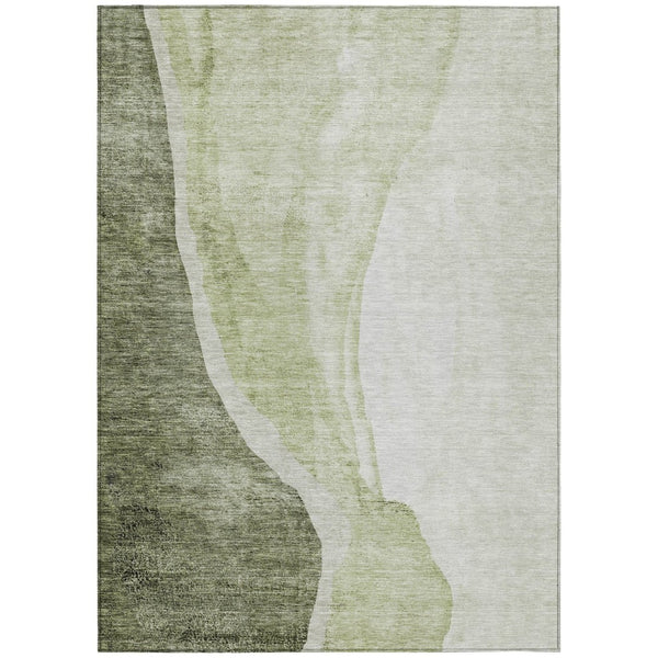 HomeRoots 5' Abstract Olive Green and Beige Area Rug for Indoor/Outdoor Use - Stylish, Durable, Washable Design 8' X 10' 580787