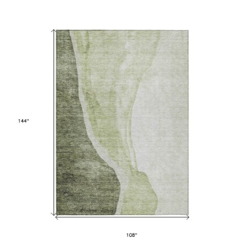 Homeroots 3' Brown And Taupe Abstract Washable Indoor-outdoor Area Rug For Durable, Stylish Spaces 9' X 12' Polyester 580788