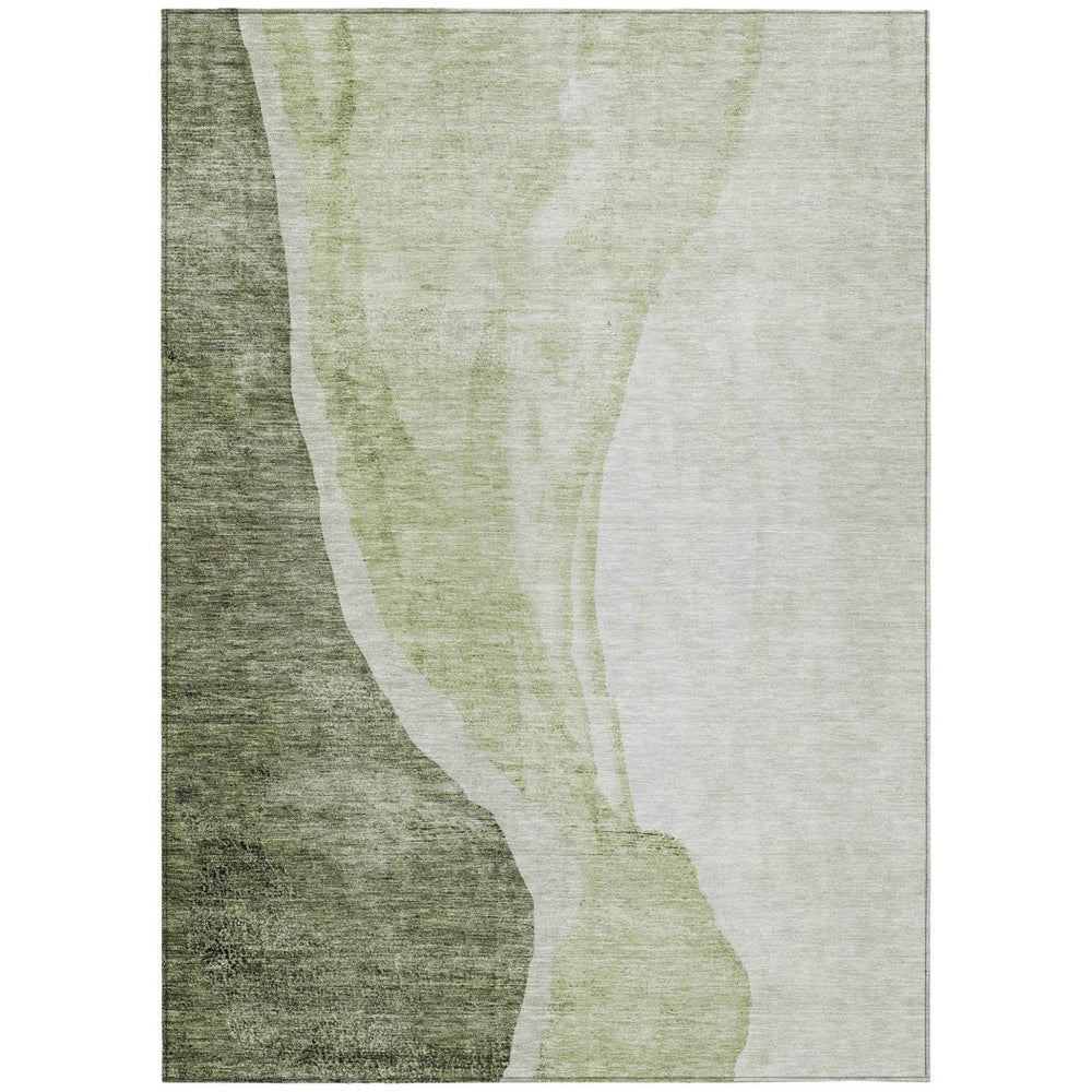 HomeRoots 5' Abstract Olive Green and Beige Area Rug for Indoor/Outdoor Use - Stylish, Durable, Washable Design 10' X 14' 580789
