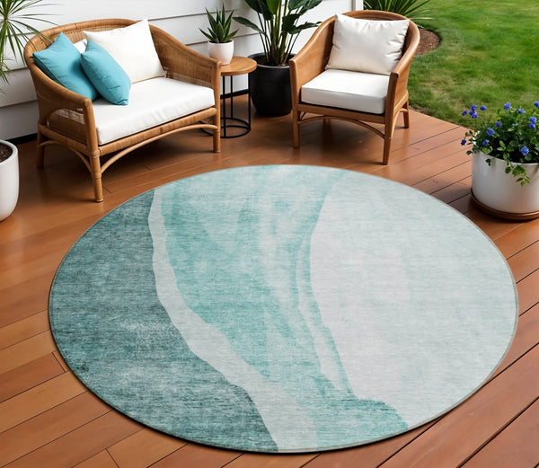 Homeroots 3' Brown And Taupe Abstract Washable Indoor-outdoor Area Rug For Durable, Stylish Spaces 8' Round Polyester 580792