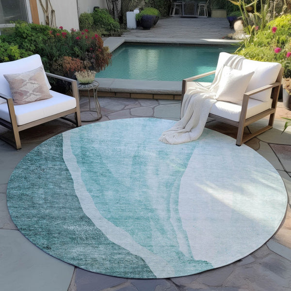 Homeroots 3' Brown And Taupe Abstract Washable Indoor-outdoor Area Rug For Durable, Stylish Spaces 8' Round Polyester 580792
