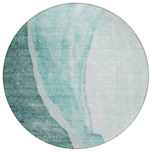 HomeRoots 5' Vibrant Teal Aqua Mint Abstract Area Rug - Durable, Washable Design for Indoor & Outdoor Spaces 8' Round 580792