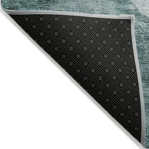 HomeRoots 5' Vibrant Teal Aqua Mint Abstract Area Rug - Durable, Washable Design for Indoor & Outdoor Spaces 8' X 10' 580793