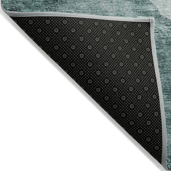 HomeRoots 5' Vibrant Teal Aqua Mint Abstract Area Rug - Durable, Washable Design for Indoor & Outdoor Spaces 8' X 10' 580793