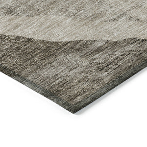 Homeroots 3' Brown And Taupe Abstract Washable Indoor-outdoor Area Rug For Durable, Stylish Spaces 3' X 5' Polyester 580796