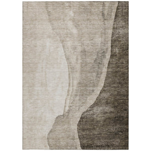 Homeroots 3' Brown And Taupe Abstract Washable Indoor-outdoor Area Rug For Durable, Stylish Spaces 3' X 5' Polyester 580796