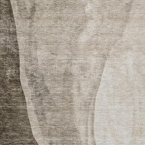 Homeroots 3' Brown And Taupe Abstract Washable Indoor-outdoor Area Rug For Durable, Stylish Spaces 5' X 8' Polyester 580797