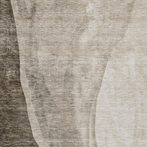 Homeroots 3' Brown And Taupe Abstract Washable Indoor-outdoor Area Rug For Durable, Stylish Spaces 5' X 8' Polyester 580797