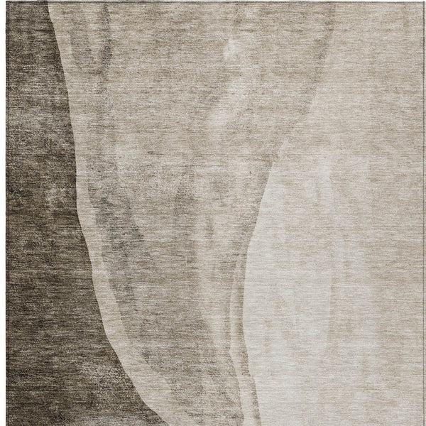 Homeroots 3' Brown And Taupe Abstract Washable Indoor-outdoor Area Rug For Durable, Stylish Spaces 8' X 10' Polyester 580799