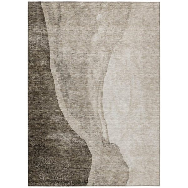 HomeRoots 9' Abstract Taupe and Brown Washable Area Rug for Indoor and Outdoor Use - Durable & Stylish Decor 9' X 12' 580800